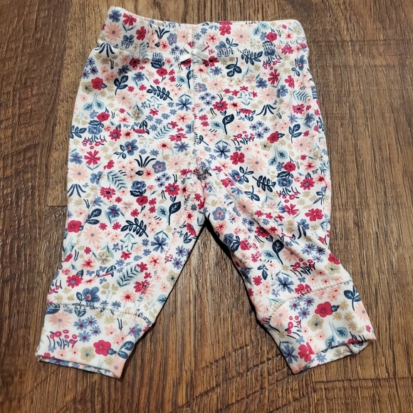 Carters Baby Girl Matching Set Pastel Pink One Piece Bodysuit Floral Leggings 3M - Picture 9 of 9